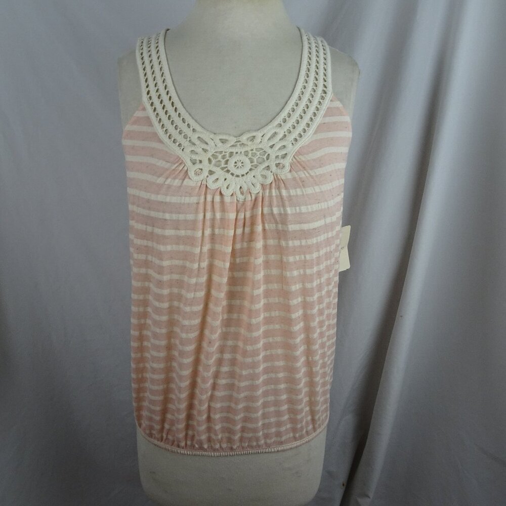 Y2K Twenty One Cream/Blossom Striped Top Size M
